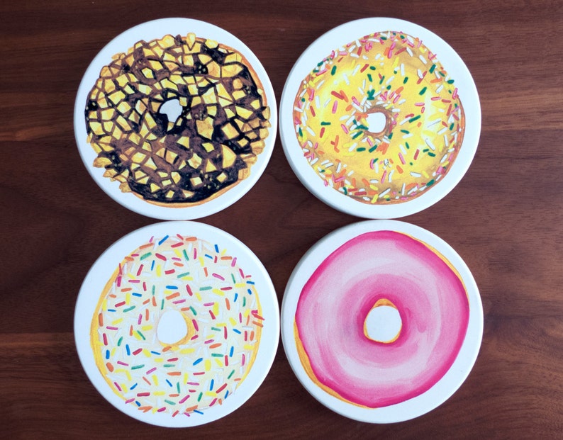 Donut Coasters Four HighQuality Ceramic Doughnut Coasters Etsy