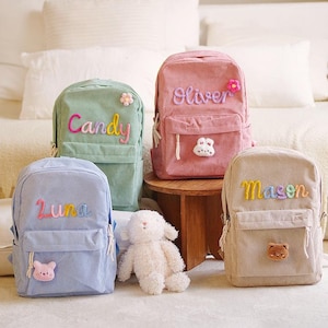 Sac à dos personnalisé pour tout-petit avec étiquette, Sac personnalisé pour enfants, Sac en velours côtelé pour enfants, Rentrée des classes, Sac à dos pour bébé, Cadeau enfant, Sac à dos préscolaire