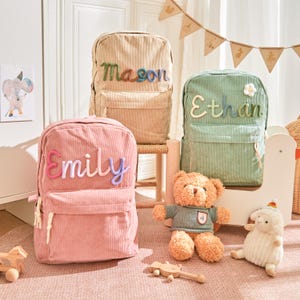 Sac à dos coloré pour tout-petits et enfants, rentrée des classes, premier jour d'école, sac en velours côtelé, cadeau d'anniversaire, cadeau de remise des diplômes, sac à dos de garderie