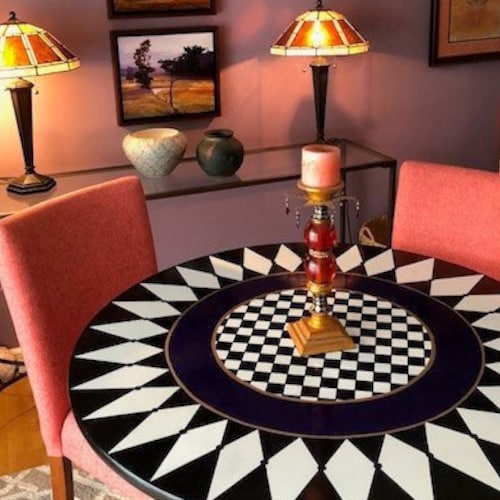 Whimsical Painted Tabletop 30 Round Wood Table Round Painted Wood Table, Painted Table Top Ideas