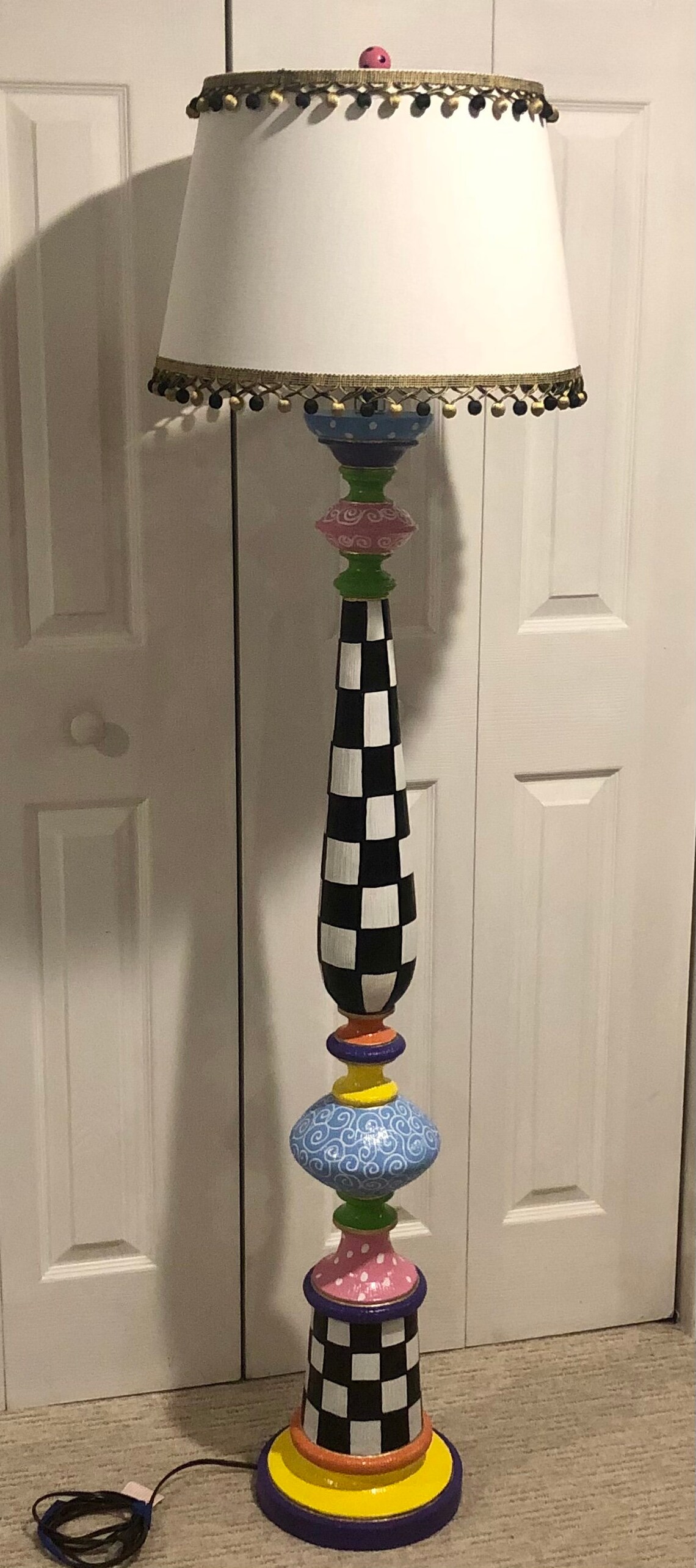 Whimsical Painted Floor Lamp Painted Lamp Floor Lamp Custom Etsy