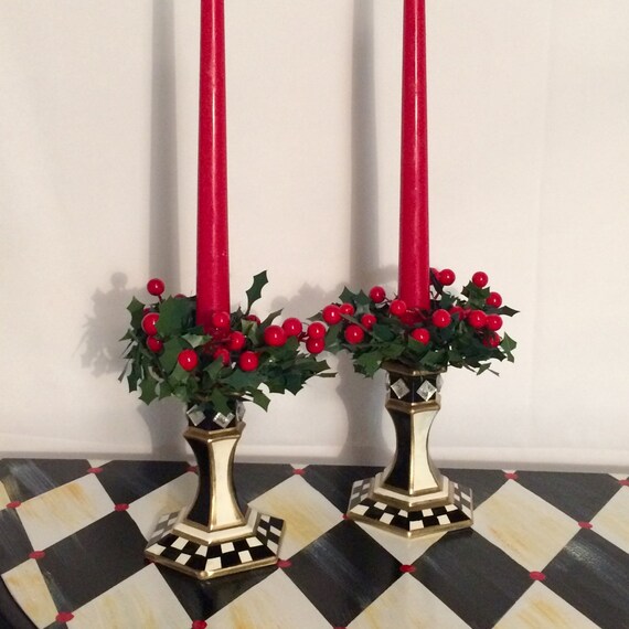 Painted glass candlestick // whimsical candlestick // painted Etsy