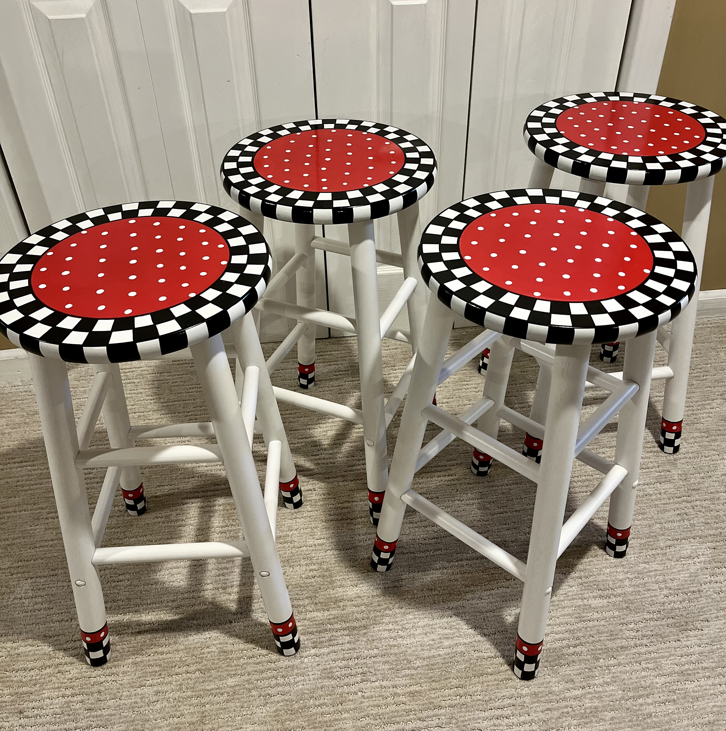 Whimsical Painted Round Top Bar Stool Furniture 24 Inch Painted