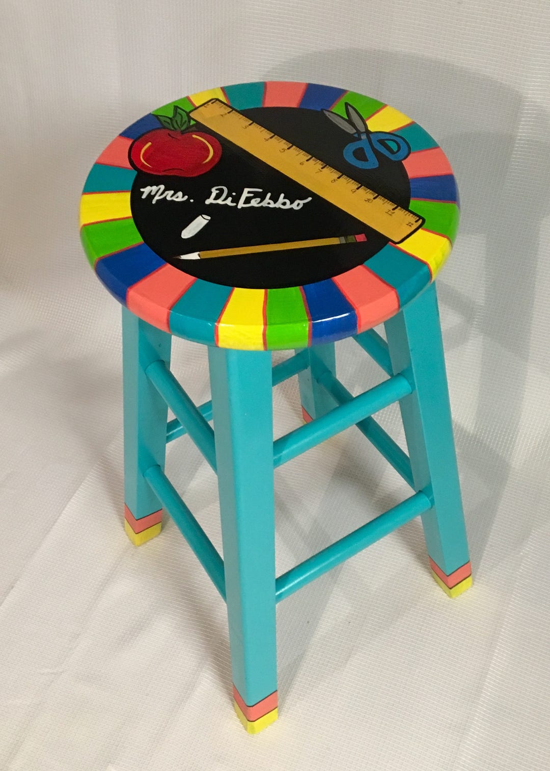 Teacher Chair //29 Whimsical Painted Furniture Teacher Etsy