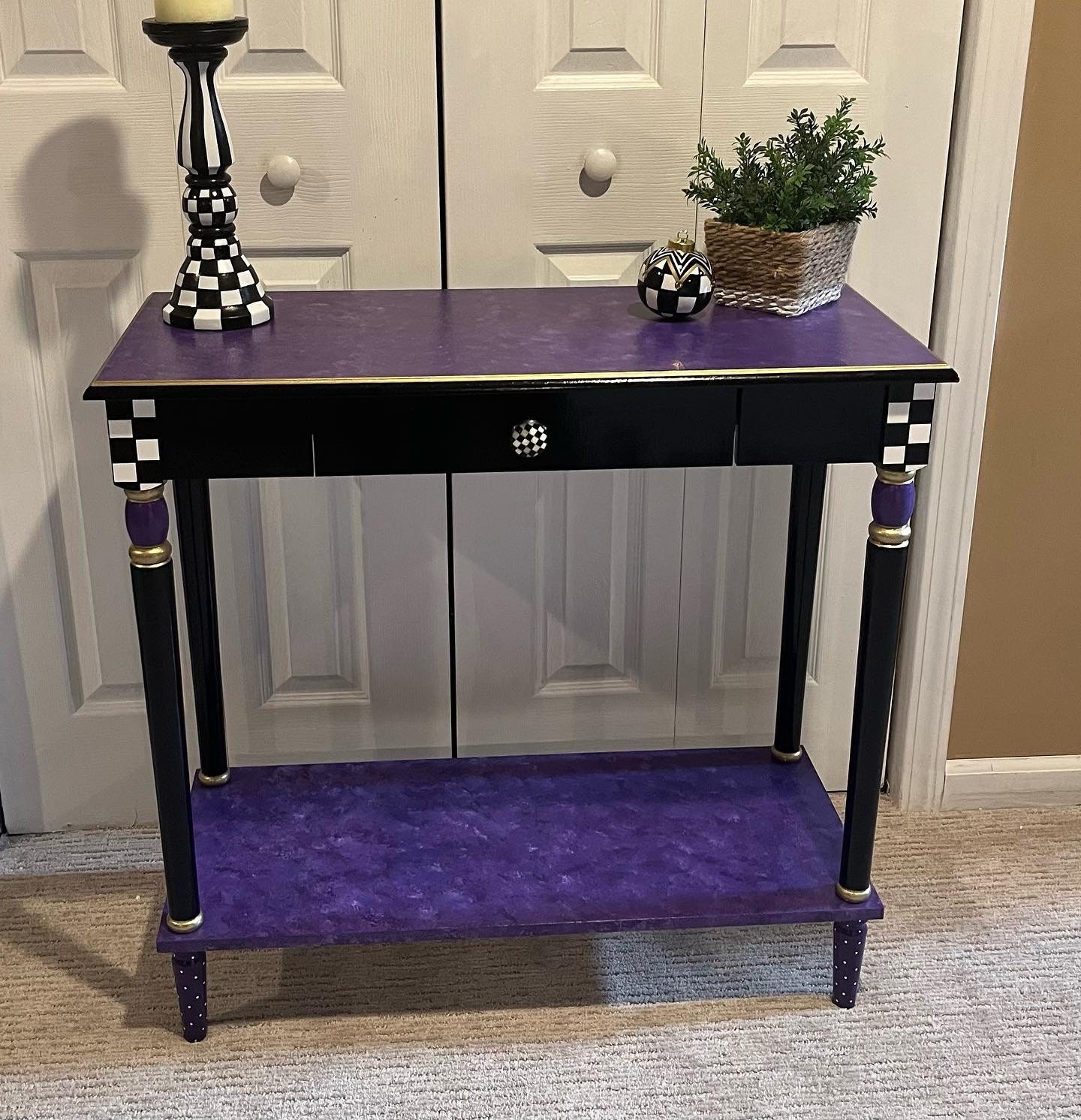 Purple console table deals