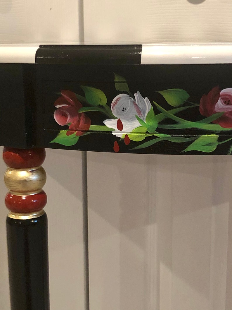 Whimsical Painted Furniture Half Moon Table // Crescent Table Etsy