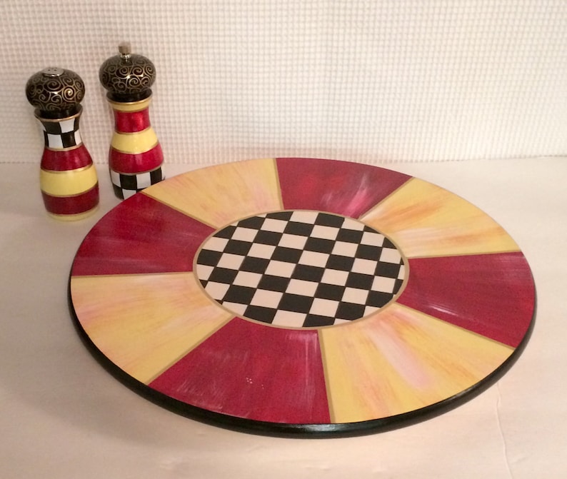 Painted Lazy Susan 24\u201d Painted Turntable Whimsical Painted Lazy Susan hand painted home decor