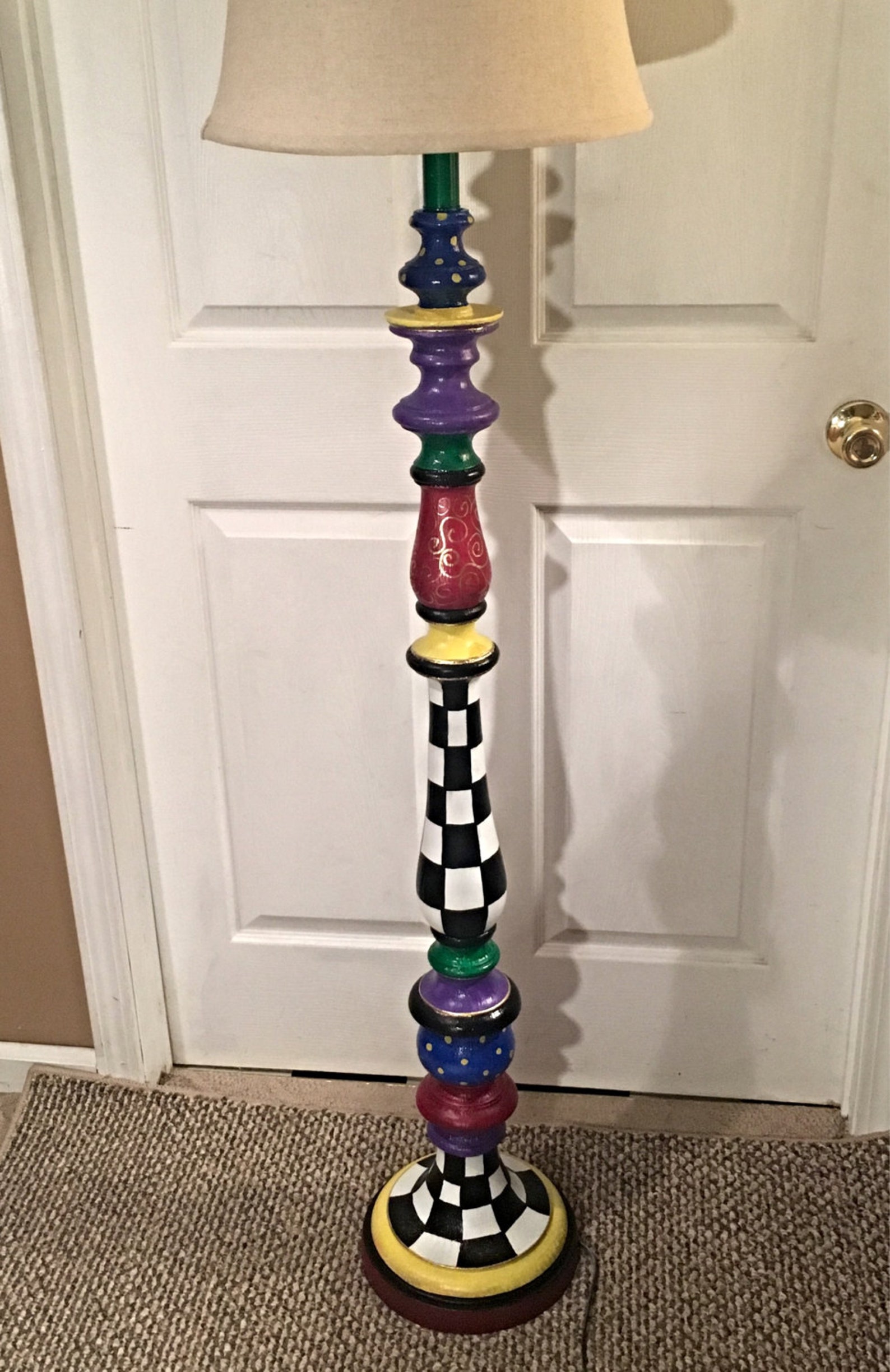 Whimsical Painted Floor Lamp Painted Lamp Floor Lamp Custom Etsy