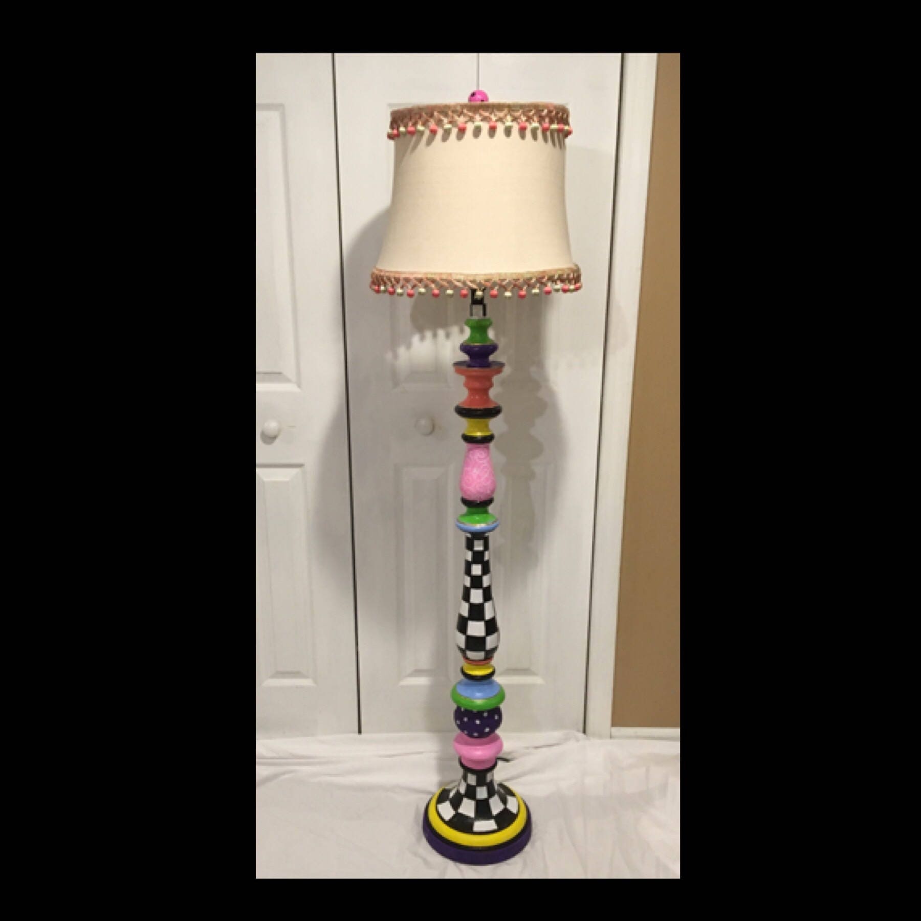 Whimsical Painted Floor Lamp Painted Lamp Floor Lamp Custom Etsy