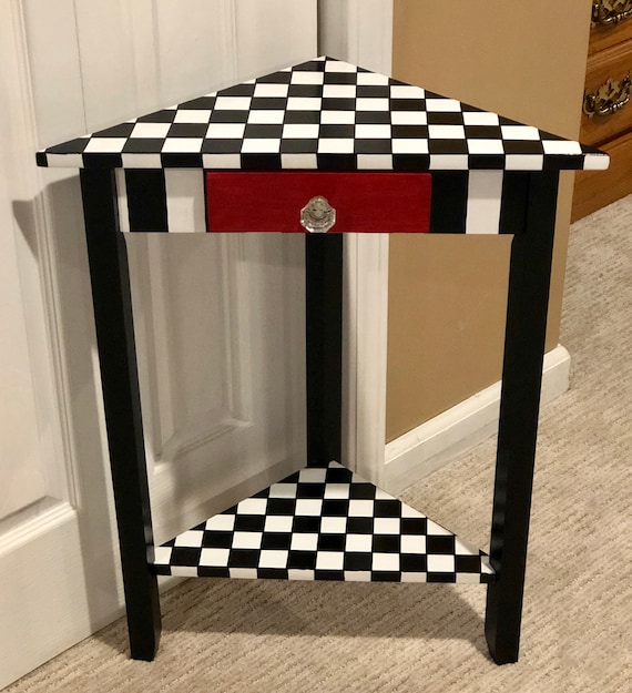 Corner Table With Drawer Whimsical Painted Furniture Whimsical