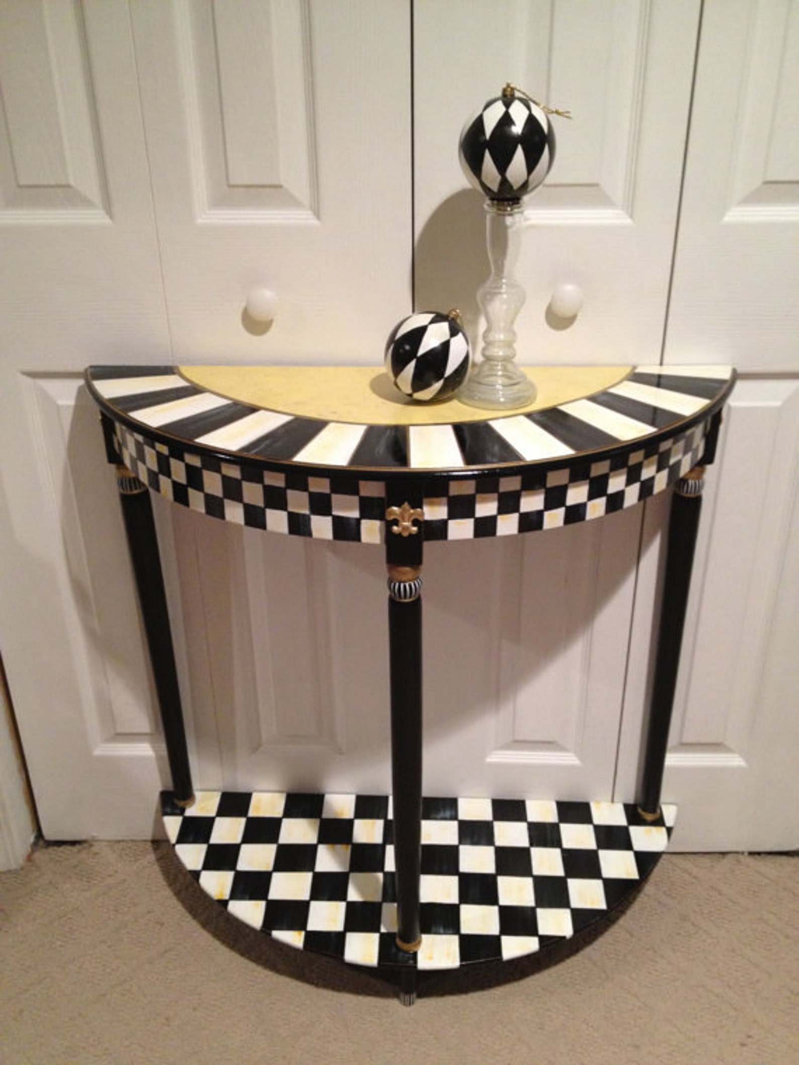 Whimsical Painted Furniture, Half Moon Table // Crescent Table