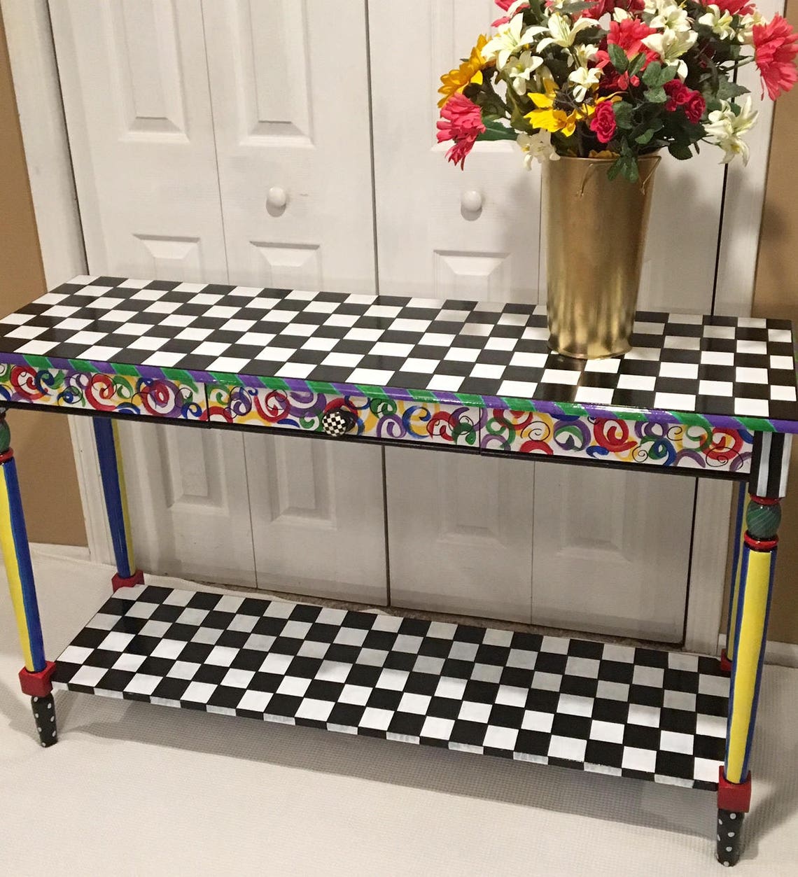 Whimsical Painted Table Whimsical Painted Furniture Hand Etsy