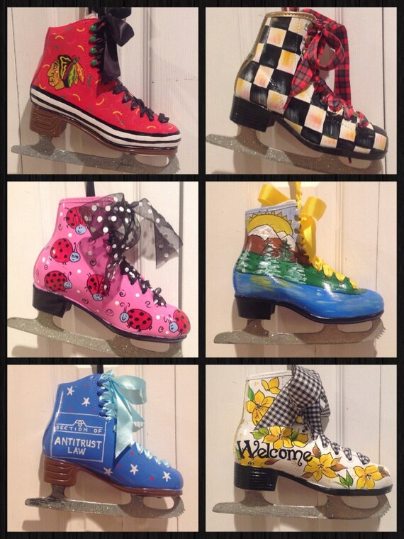 Items similar to Custom hand painted ice skates painted figure skates