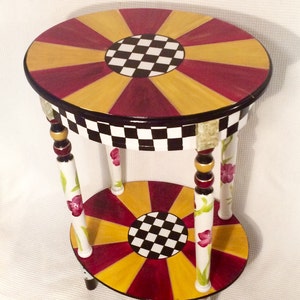 Whimsical Painted Furniture, One (1) painted table, whimsical painted furniture // custom painted oval table painted furniture