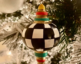 Hand Painted Solid Wood Christmas Finial Ornament. This listing is for One (1) ornament with hanger