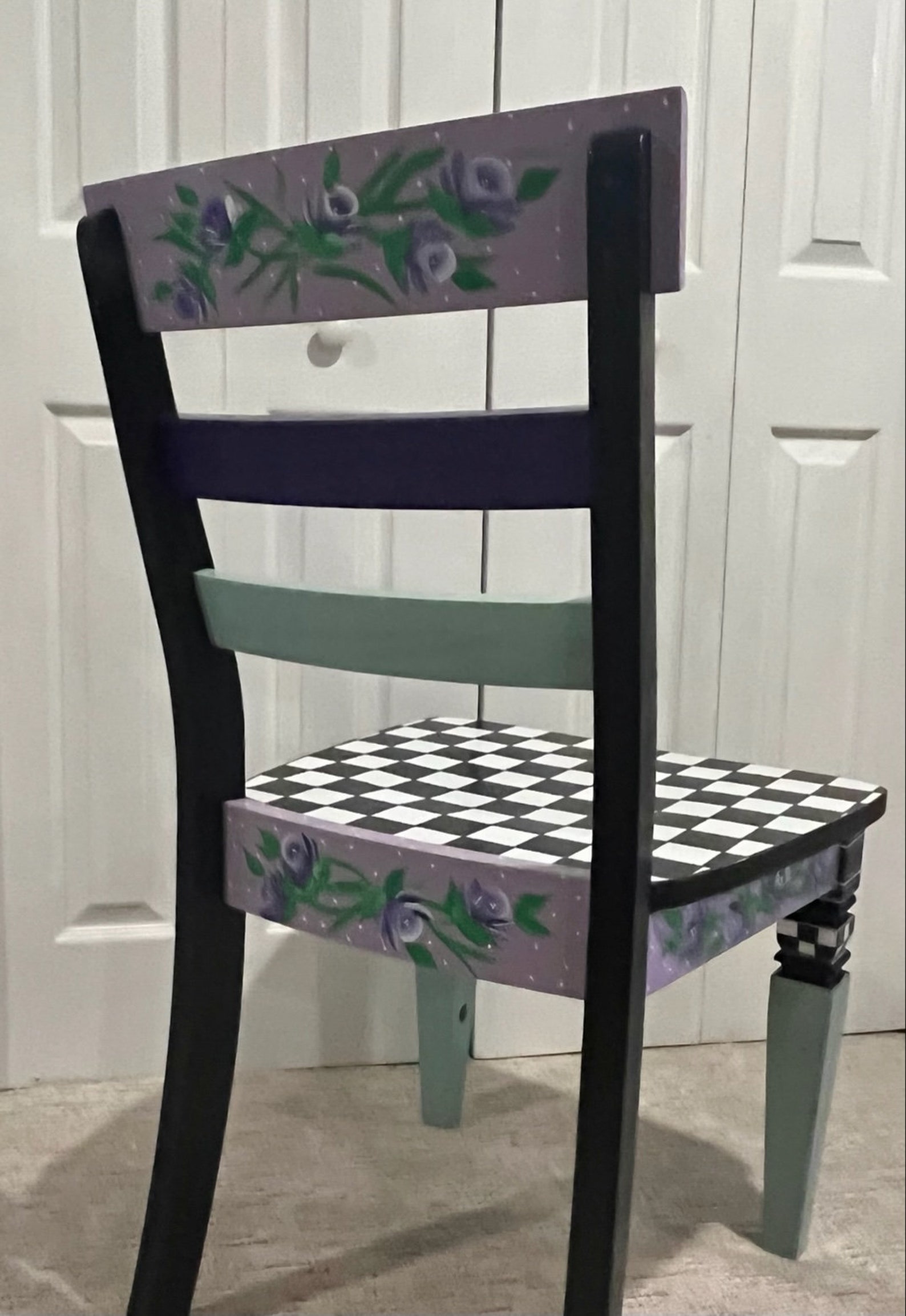 Painted Desk Chair Dining Chair Floral Hand Painted Chair Etsy