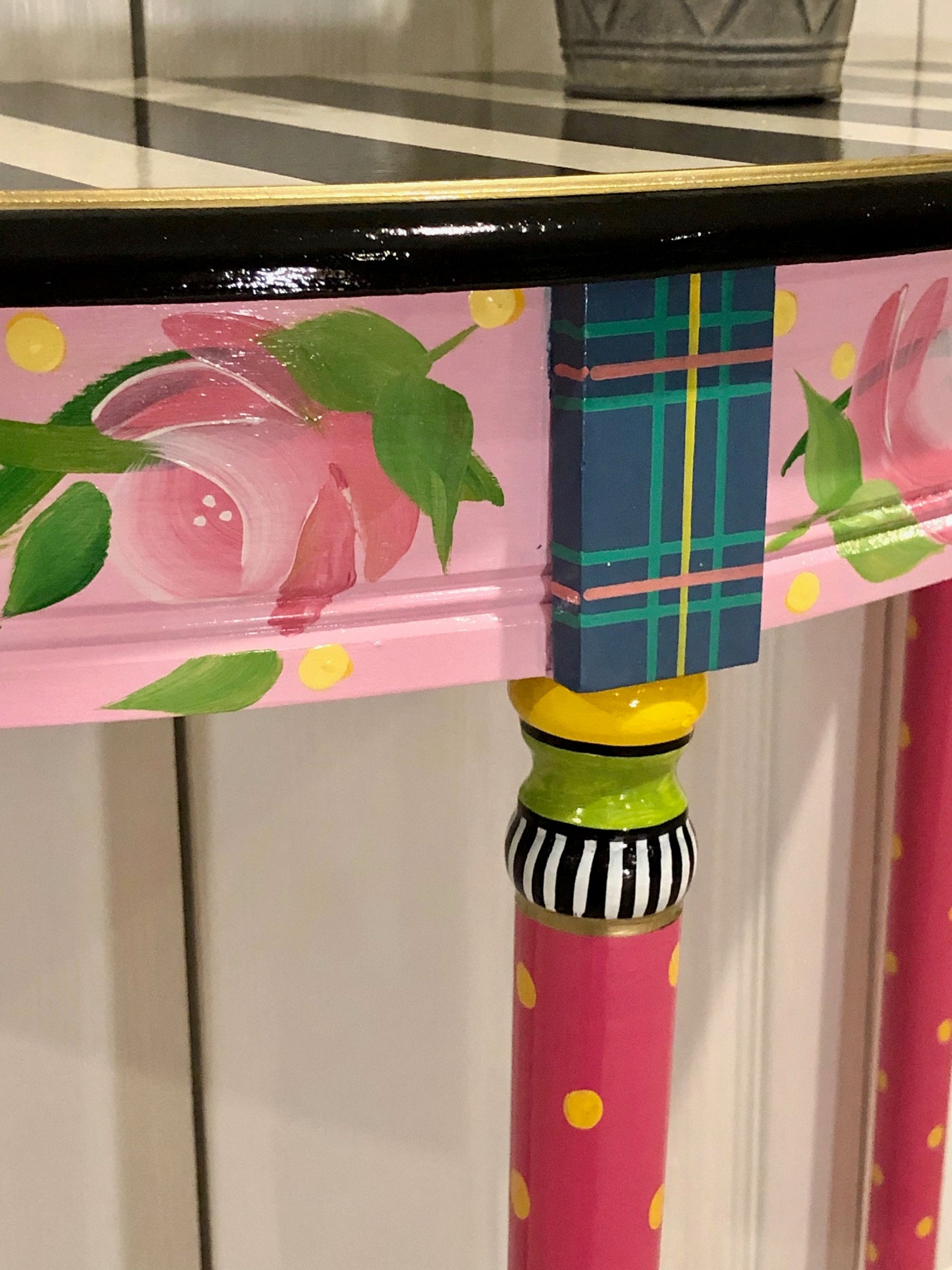 Whimsical Painted Furniture Half Moon Table // Crescent Table Etsy