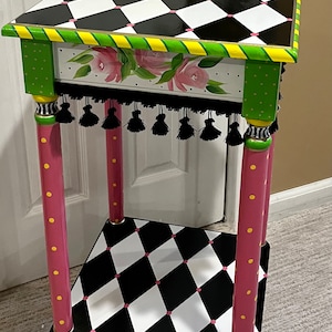 Whimsical Painted Furniture, Whimsical Painted Table // Whimsical Painted Furniture // Alice in wonderland furniture hand painted home decor