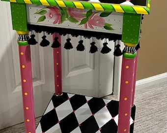 Whimsical Painted Furniture, Whimsical Painted Table // Whimsical Painted Furniture // Alice in wonderland furniture hand painted home decor