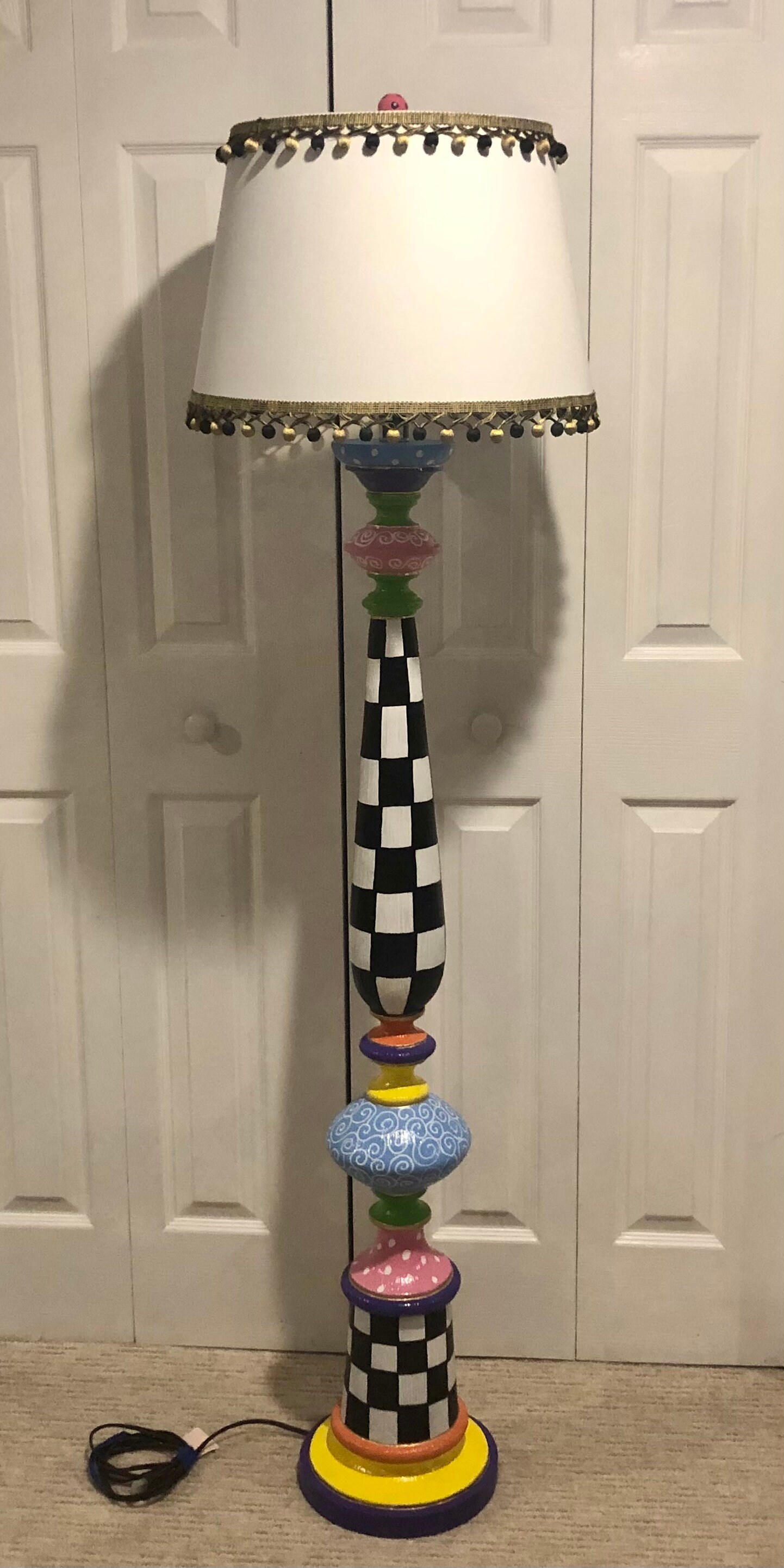 Whimsical Painted Floor Lamp Painted Lamp Floor Lamp Custom Etsy