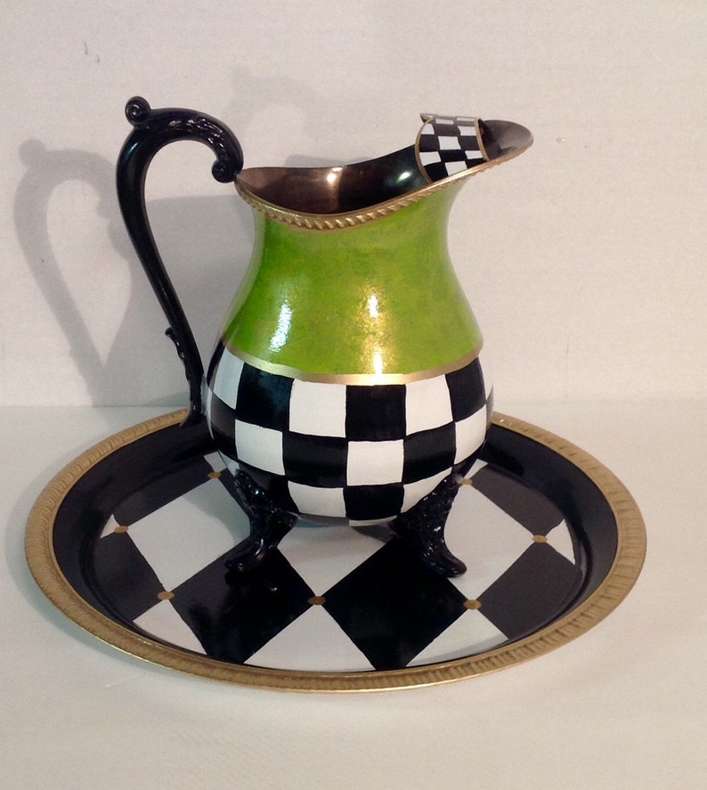 Painted Tea Set // Painted Silver Tea Set // Whimsical Painted Etsy