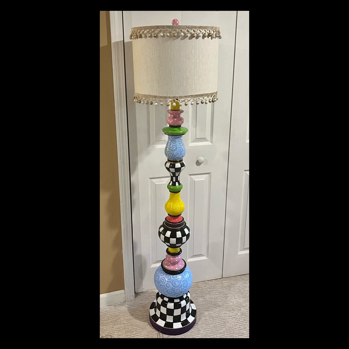 Whimsical Painted Floor Lamp Painted Lamp Floor Lamp Custom Etsy