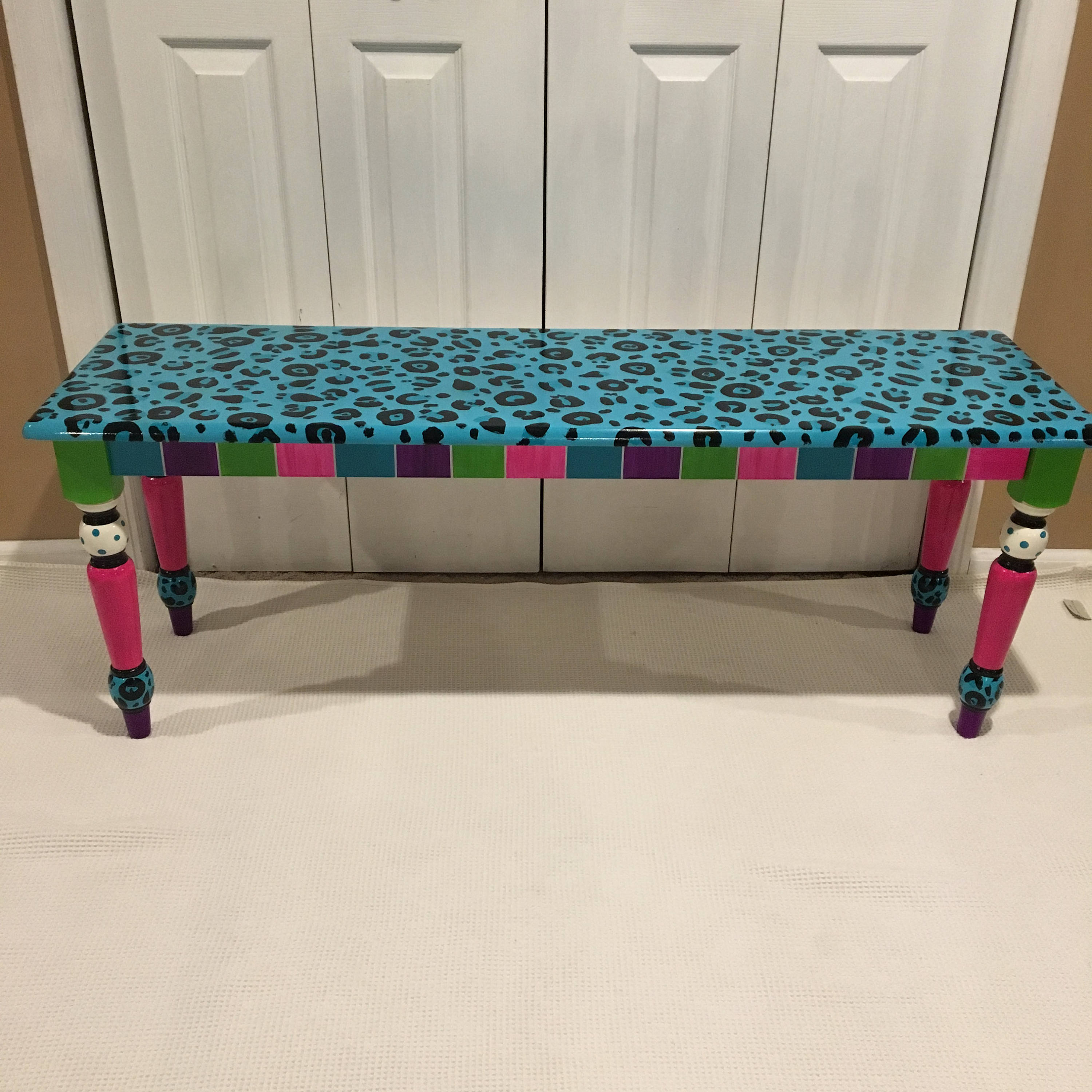 Whimsical Painted Leopard Dining Bench Furniture Whimsical Etsy