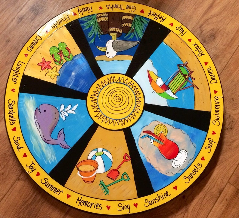 nautical themed lazy susan 6 Section Lazy susan turntable custom painted lazy susan hand painted home decor