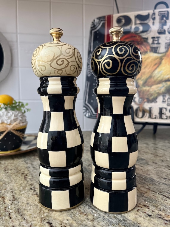 Salt Pepper Grinder Set, Painted Salt Pepper Set, Pepper Grinder