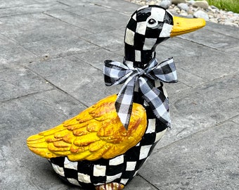 Garden duck, painted duck statue, whimsical painted duck statue,Easter duck, spring duck decor, garden statue, painted duck for garden decor