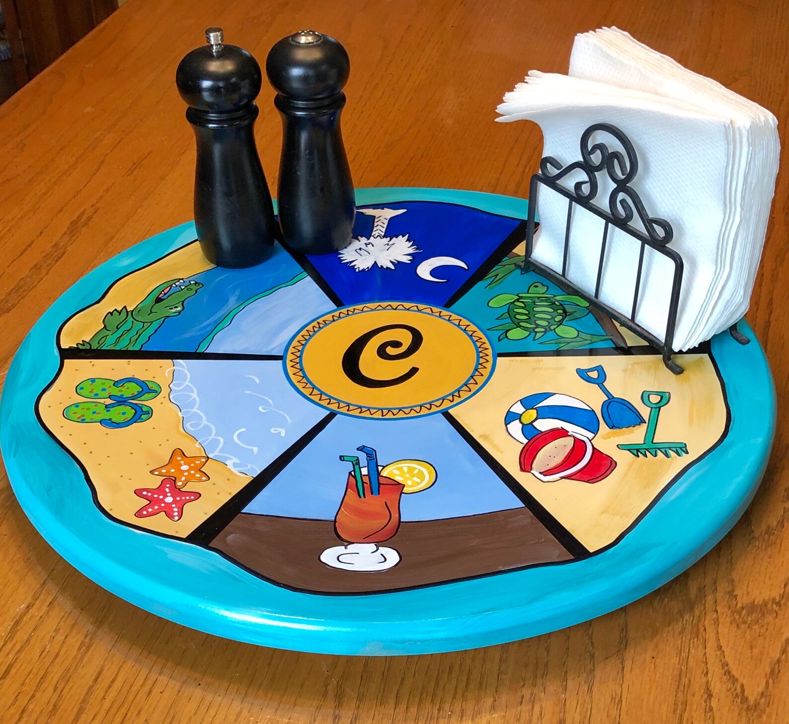 Lazy Susan Hand Painted Lazy Susan South Carolina 6 Section Etsy