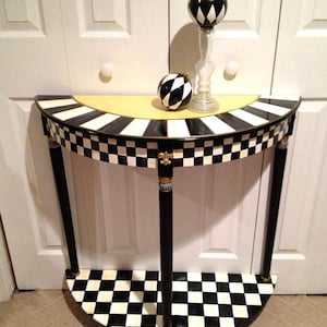 Whimsical Painted Furniture, Half moon table // Crescent table // Painted Console Tablepainted furniture hand painted home decor