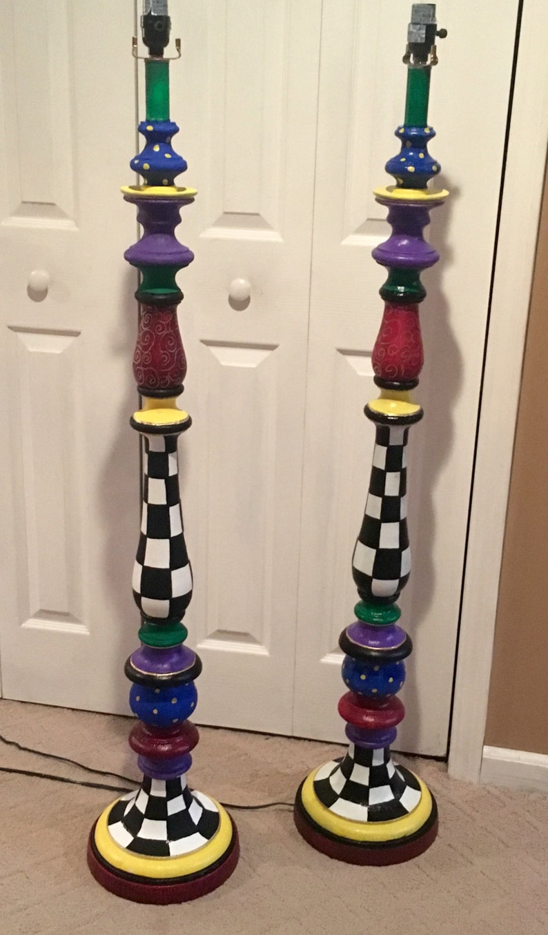 Whimsical Painted Floor Lamp Painted Lamp Floor Lamp ...