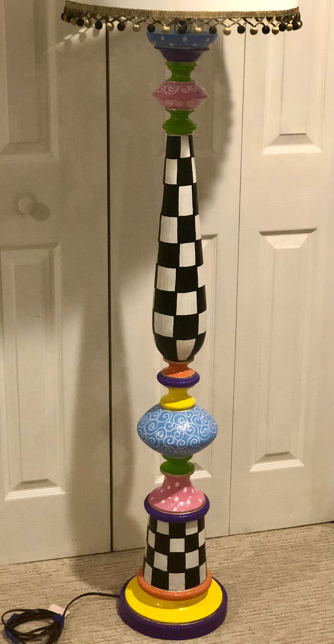 Whimsical Painted Floor Lamp Painted Lamp Floor Lamp Custom Etsy