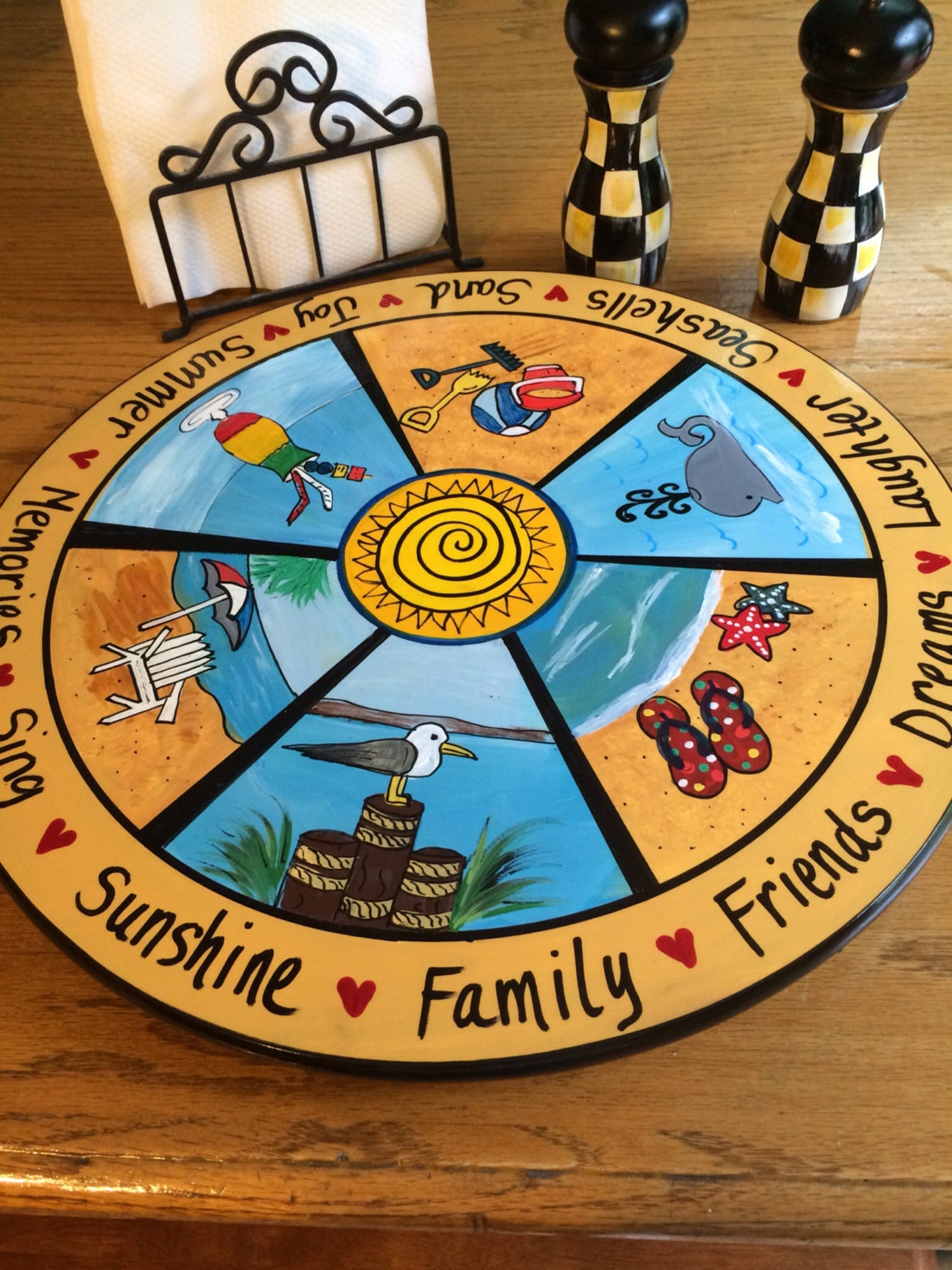 6 Section Lazy Susan Turntable Nautical Themed Lazy Susan Etsy