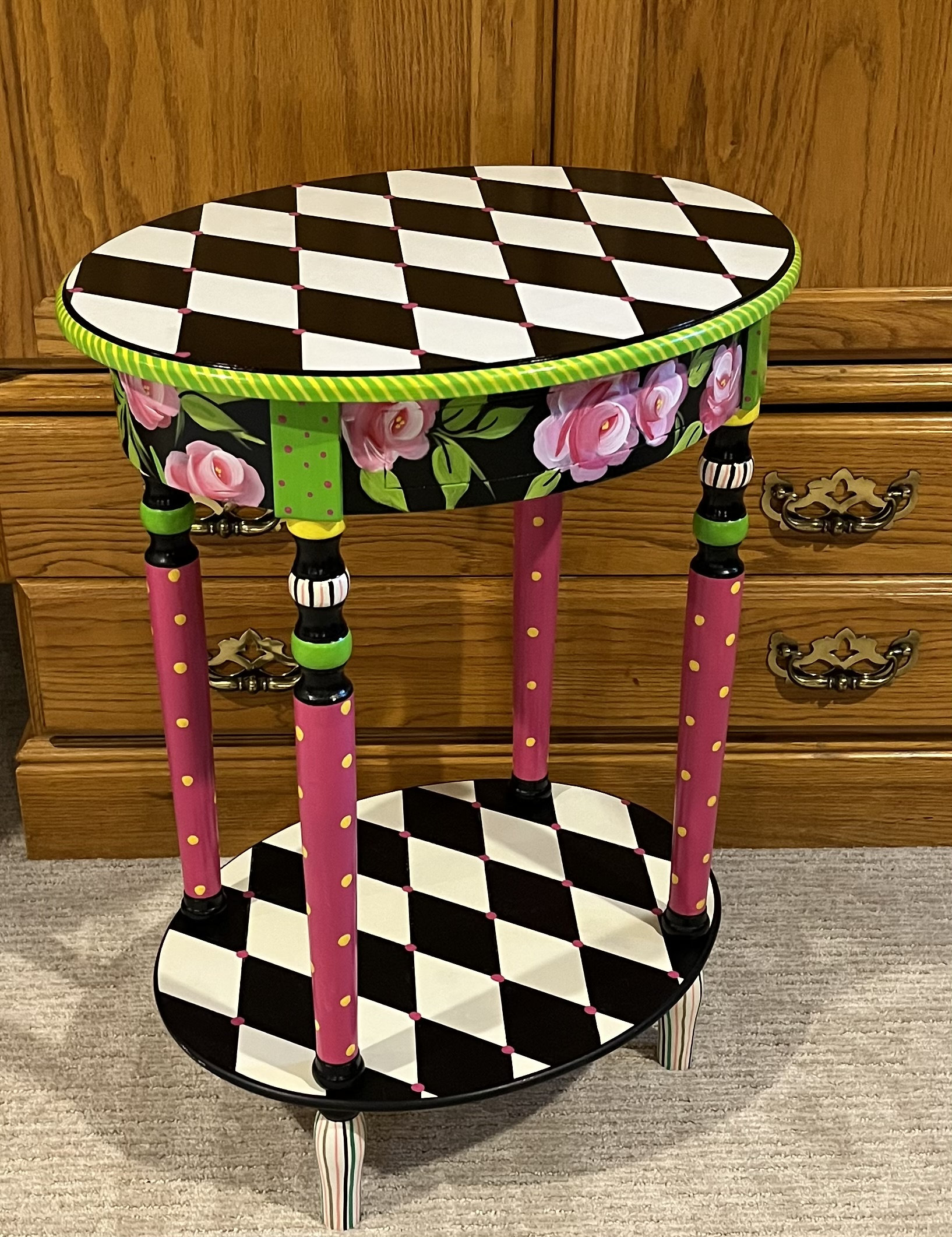 Hand Painted Oval Table, Whimsical Harlequin Furniture - Etsy