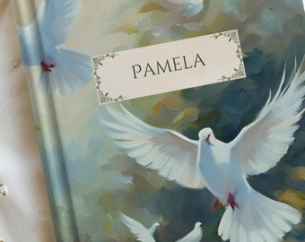 Personalized WHITE DOVES Journal for Women | Original Artwork Watercolor Style | Unique Gift for Her | Custom Birds Notebook, Writing Diary