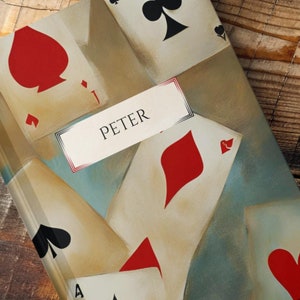 Cadeau de garçon d'honneur CARTES POKER Journal personnalisé | Art original de style aquarelle | Soirée de mariage entre mariés à Vegas, témoin, père, garçons d'honneur