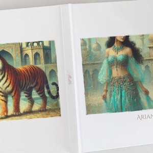 Personalized PRINCESS JASMINE Journal Gift for Her, Original Oil Paint Style Art | Custom Disney Aladdin Jasmine Diary Gift Jasmine Rajah