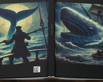 Personalized MOBY-DICK Journal | Original Oil Paint Style Art | Unique Bookish Gift for Him | Custom Moby Dick Notebook, Ahab Whale Gift
