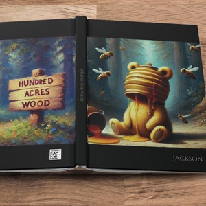 Personalized WINNIE-THE-POOH Journal | Original Oil Paint Style Art | Unique Bookish Gift | Custom Pooh Notebook, Hundred Acre Woods