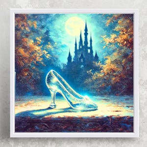 CINDERELLA Original Oil Paint Style Art Matte Square Print Poster Disney Princess Cinderella Glass Slipper Wall Art Decor Home Nursery Girl