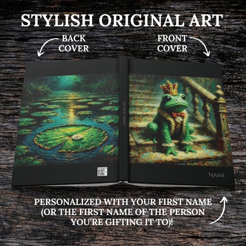 Personalized Journal FROG PRINCE Original Artwork on Matte Hardcover