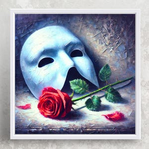 PHANTOM Of THE OPERA Original Oil Paint Style Art Matte Square Print Poster Unique Broadway Phantom of the Opera Wall Art Decor Home Office