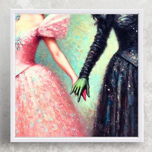 GLINDA & WICKED WITCH Original Oil Paint Style Art Matte Square Print Poster Wicked Wall Art Decor Home Broadway Wicked Wizard of Oz Art