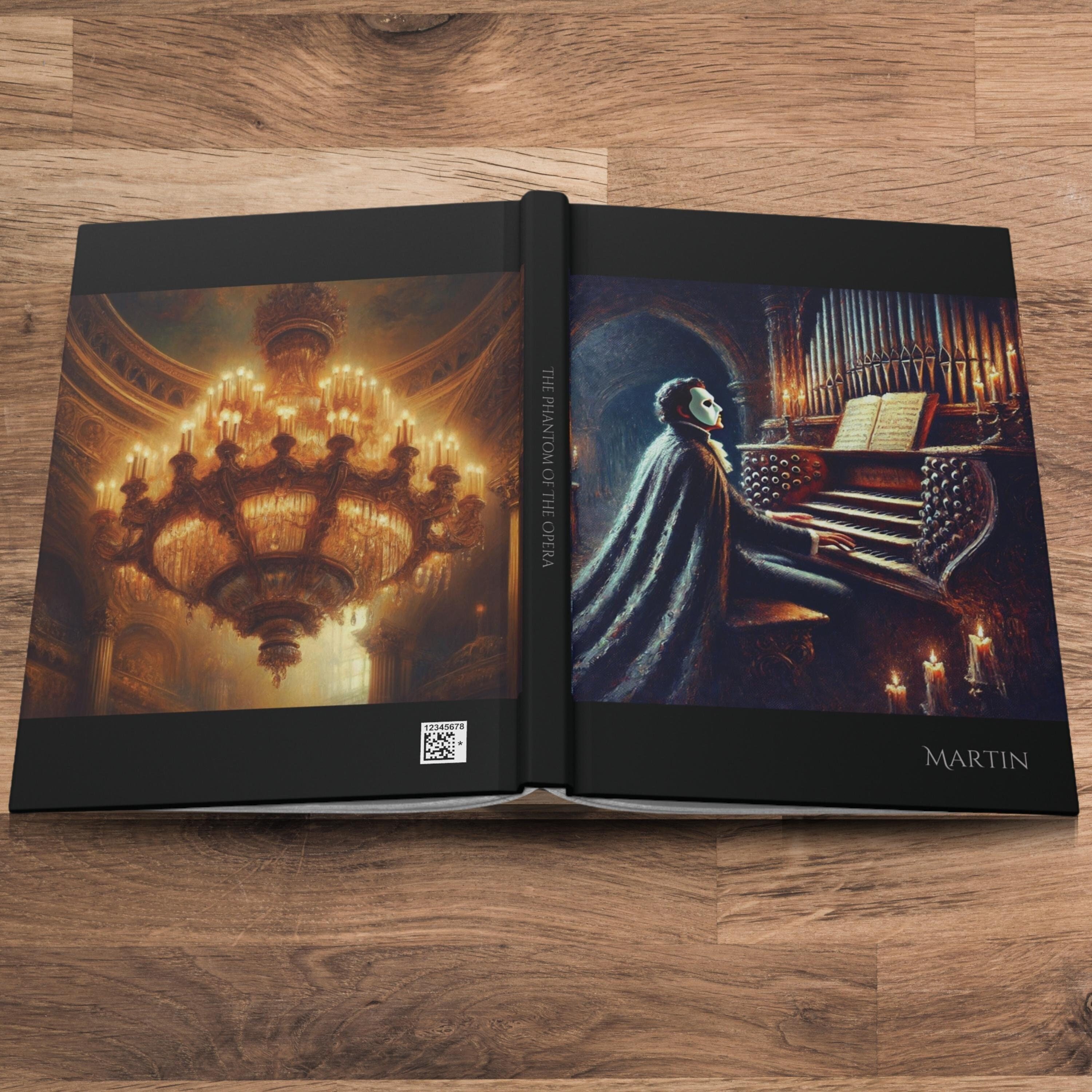 Diario personalizado de El Fantasma de la Ópera / Arte original al óleo / Regalo literario único / Cuaderno y diario Dark Academia personalizado