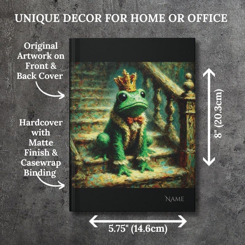 Personalized Journal FROG PRINCE Original Artwork on Matte Hardcover
