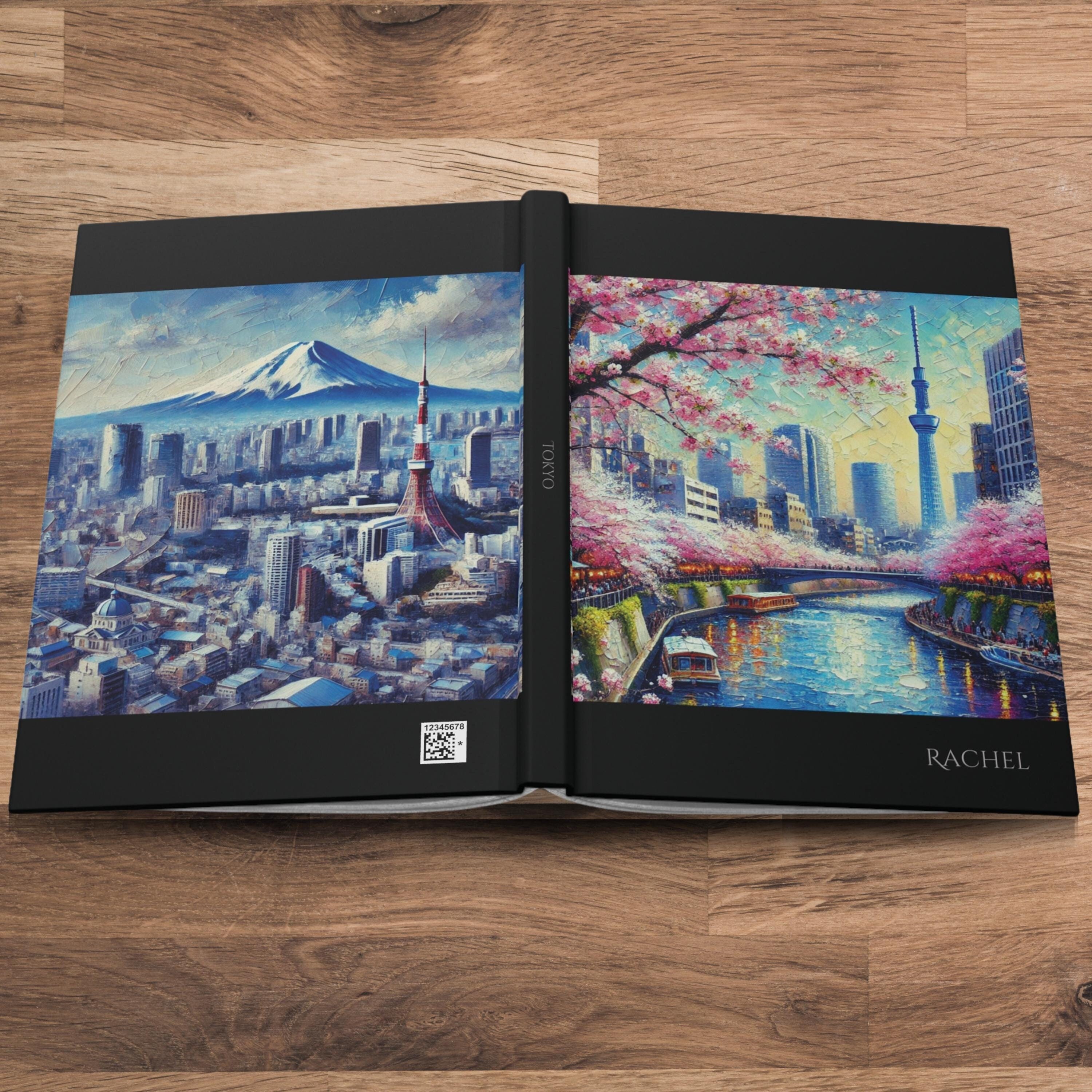 Personalized TOKYO Journal | Original Oil Paint Style Art | Unique Gift for Tokyo Lover | Custom Tokyo Notebook, Tokyo Diary, Japan Gift