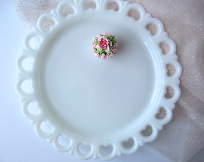 Large Lacy Milk Glass Serving Platter Etsy