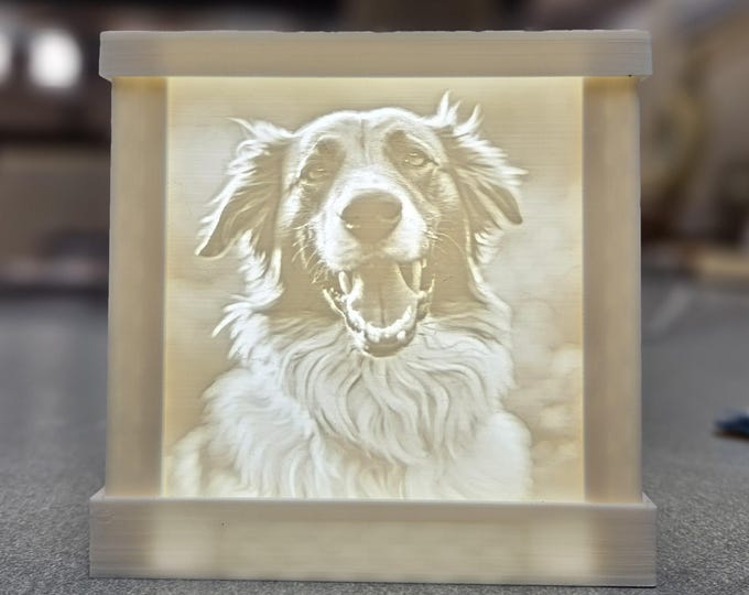 Custom 3d Printed 5 Photo Lithophane Light box with LED light and cord!